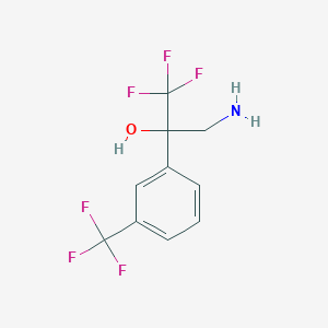 molecular formula C10H9F6NO B13262677 3-Amino-1,1,1-trifluoro-2-[3-(trifluoromethyl)phenyl]propan-2-ol 