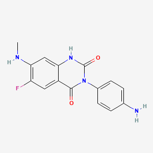 molecular formula C15H13FN4O2 B1326270 3-(4-氨基苯基)-6-氟-7-(甲氨基)喹唑啉-2,4(1H,3H)-二酮 CAS No. 936501-00-7