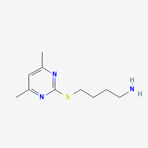 molecular formula C10H17N3S B13262730 4-((4,6-Dimethylpyrimidin-2-yl)thio)butan-1-amine 