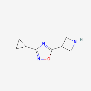 molecular formula C8H11N3O B13262744 5-(Azetidin-3-yl)-3-cyclopropyl-1,2,4-oxadiazole 