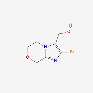 molecular formula C7H9BrN2O2 B13262762 {2-bromo-5H,6H,8H-imidazo[2,1-c][1,4]oxazin-3-yl}methanol 