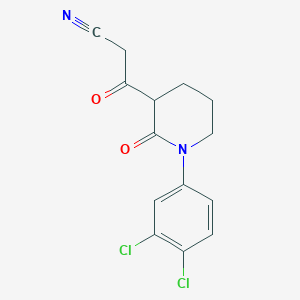 molecular formula C14H12Cl2N2O2 B13262780 3-[1-(3,4-Dichlorophenyl)-2-oxopiperidin-3-yl]-3-oxopropanenitrile 