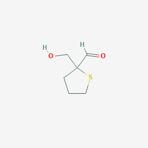 molecular formula C6H10O2S B13262815 2-(Hydroxymethyl)thiolane-2-carbaldehyde 