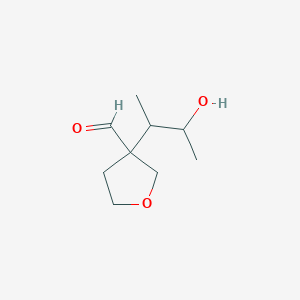 molecular formula C9H16O3 B13262817 3-(3-Hydroxybutan-2-yl)oxolane-3-carbaldehyde 