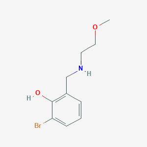 molecular formula C10H14BrNO2 B13262895 2-Bromo-6-{[(2-methoxyethyl)amino]methyl}phenol 