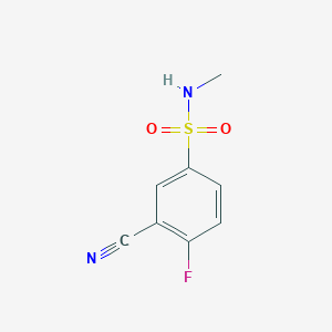 molecular formula C8H7FN2O2S B13262969 3-Cyano-4-fluoro-N-methylbenzene-1-sulfonamide 