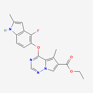 molecular formula C19H17FN4O3 B1326303 Ethyl 4-((4-fluoro-2-methyl-1H-indol-5-yl)oxy)-5-methylpyrrolo[2,1-f][1,2,4]triazine-6-carboxylate CAS No. 649736-29-8