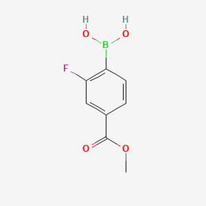 molecular formula C8H8BFO4 B1326306 2-Fluoro-4-(methoxycarbonyl)phenylboronic acid CAS No. 603122-84-5
