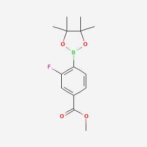molecular formula C14H18BFO4 B1326307 Methyl 3-fluoro-4-(4,4,5,5-tetramethyl-1,3,2-dioxaborolan-2-yl)benzoate CAS No. 603122-79-8