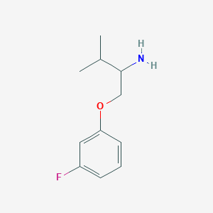 molecular formula C11H16FNO B13263071 1-(2-Amino-3-methylbutoxy)-3-fluorobenzene 