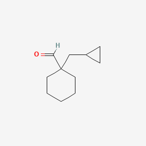 molecular formula C11H18O B13263094 1-(Cyclopropylmethyl)cyclohexane-1-carbaldehyde 
