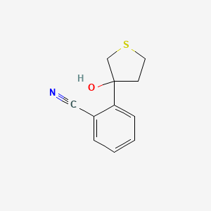 molecular formula C11H11NOS B13263096 2-(3-Hydroxythiolan-3-yl)benzonitrile 