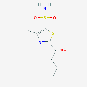 molecular formula C8H12N2O3S2 B13263294 2-Butanoyl-4-methyl-1,3-thiazole-5-sulfonamide 