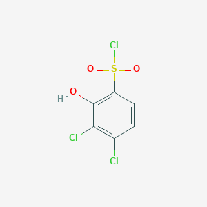 molecular formula C6H3Cl3O3S B13263352 3,4-Dichloro-2-hydroxybenzene-1-sulfonyl chloride 