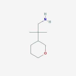 molecular formula C9H19NO B13263359 2-Methyl-2-(oxan-3-yl)propan-1-amine 