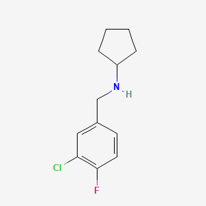 molecular formula C12H15ClFN B13263363 N-[(3-chloro-4-fluorophenyl)methyl]cyclopentanamine 