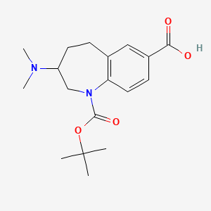 molecular formula C18H26N2O4 B13263391 1-[(tert-Butoxy)carbonyl]-3-(dimethylamino)-2,3,4,5-tetrahydro-1H-1-benzazepine-7-carboxylic acid 