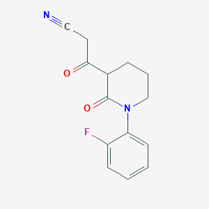 molecular formula C14H13FN2O2 B13263446 3-[1-(2-Fluorophenyl)-2-oxopiperidin-3-yl]-3-oxopropanenitrile 
