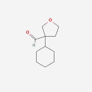 molecular formula C11H18O2 B13263451 3-Cyclohexyloxolane-3-carbaldehyde 