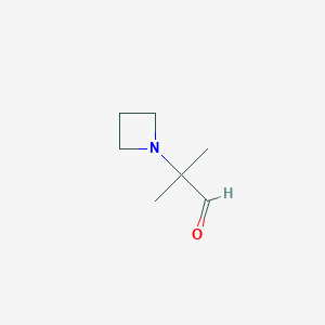 molecular formula C7H13NO B13263520 2-(Azetidin-1-yl)-2-methylpropanal 