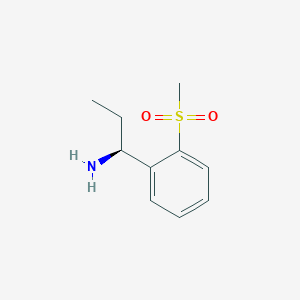 molecular formula C10H15NO2S B13263541 1-((1S)-1-Aminopropyl)-2-(methylsulfonyl)benzene 