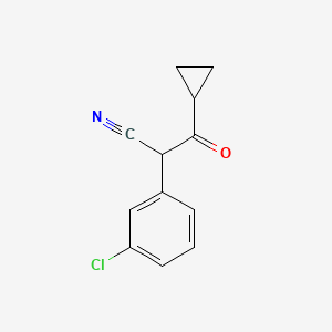 molecular formula C12H10ClNO B13263565 2-(3-Chlorophenyl)-3-cyclopropyl-3-oxopropanenitrile 