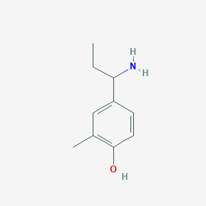 molecular formula C10H15NO B13263587 4-(1-Aminopropyl)-2-methylphenol 