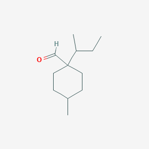 molecular formula C12H22O B13263592 1-(Butan-2-yl)-4-methylcyclohexane-1-carbaldehyde 