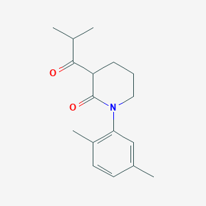molecular formula C17H23NO2 B13263626 1-(2,5-Dimethylphenyl)-3-(2-methylpropanoyl)piperidin-2-one 