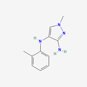 molecular formula C11H14N4 B13263680 1-Methyl-N4-(2-methylphenyl)-1H-pyrazole-3,4-diamine 