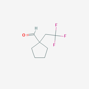 molecular formula C8H11F3O B13263682 1-(2,2,2-Trifluoroethyl)cyclopentane-1-carbaldehyde 