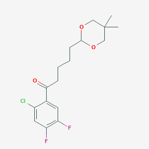 molecular formula C17H21ClF2O3 B1326369 2'-Chloro-4',5'-difluoro-5-(5,5-dimethyl-1,3-dioxan-2-YL)valerophenone CAS No. 898757-35-2