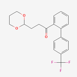 molecular formula C20H19F3O3 B1326372 3-(1,3-Dioxan-2-yl)-2'-[(4-trifluoromethyl)phenyl]propiophenone CAS No. 898757-56-7