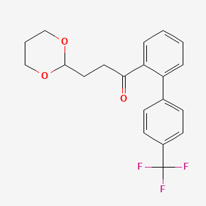 B1326372 3-(1,3-Dioxan-2-yl)-2'-[(4-trifluoromethyl)phenyl]propiophenone CAS No. 898757-56-7
