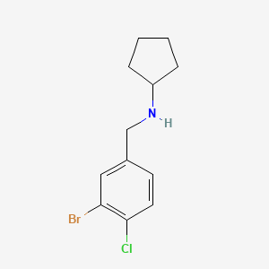 molecular formula C12H15BrClN B13263739 N-[(3-Bromo-4-chlorophenyl)methyl]cyclopentanamine 