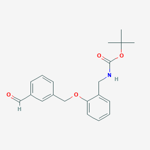 molecular formula C20H23NO4 B13263748 tert-Butyl N-({2-[(3-formylphenyl)methoxy]phenyl}methyl)carbamate 
