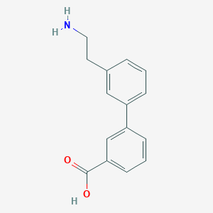 molecular formula C15H15NO2 B13263766 3-[3-(2-Aminoethyl)phenyl]benzoic acid 