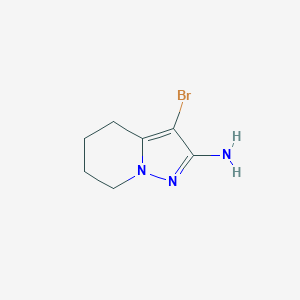 molecular formula C7H10BrN3 B13263772 3-Bromo-4H,5H,6H,7H-pyrazolo[1,5-a]pyridin-2-amine 