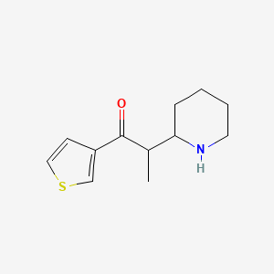 molecular formula C12H17NOS B13263793 2-(Piperidin-2-yl)-1-(thiophen-3-yl)propan-1-one 