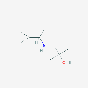 molecular formula C9H19NO B13263804 1-[(1-Cyclopropylethyl)amino]-2-methylpropan-2-ol 