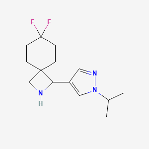 molecular formula C14H21F2N3 B13263817 7,7-Difluoro-1-[1-(propan-2-yl)-1H-pyrazol-4-yl]-2-azaspiro[3.5]nonane 