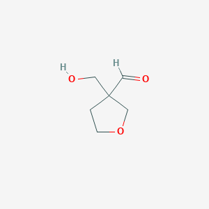 molecular formula C6H10O3 B13263881 3-(Hydroxymethyl)oxolane-3-carbaldehyde 