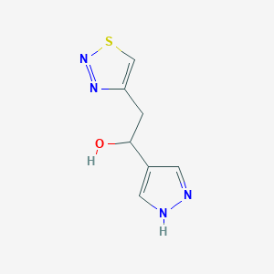 molecular formula C7H8N4OS B13263996 1-(1H-Pyrazol-4-yl)-2-(1,2,3-thiadiazol-4-yl)ethan-1-ol 