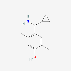 molecular formula C12H17NO B13264011 4-[Amino(cyclopropyl)methyl]-2,5-dimethylphenol 