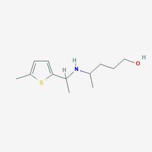 molecular formula C12H21NOS B13264031 4-{[1-(5-Methylthiophen-2-yl)ethyl]amino}pentan-1-ol 