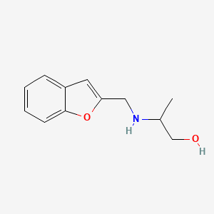 molecular formula C12H15NO2 B13264053 2-((Benzofuran-2-ylmethyl)amino)propan-1-ol 