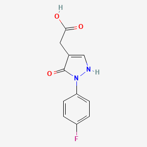 molecular formula C11H9FN2O3 B13264090 2-[2-(4-Fluorophenyl)-3-oxo-2,3-dihydro-1H-pyrazol-4-yl]acetic acid 
