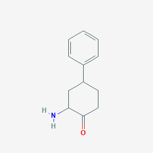 molecular formula C12H15NO B13264099 2-Amino-4-phenylcyclohexan-1-one 