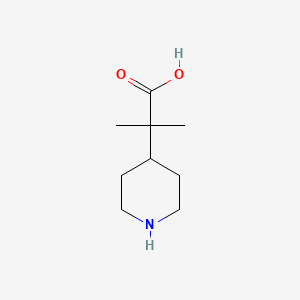 molecular formula C9H17NO2 B13264108 2-Methyl-2-(piperidin-4-yl)propanoic acid 