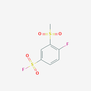 molecular formula C7H6F2O4S2 B13264112 4-Fluoro-3-methanesulfonylbenzene-1-sulfonyl fluoride 